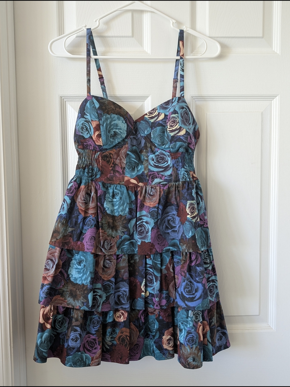 Freeway Blue & Purple Floral Tiered Sundress